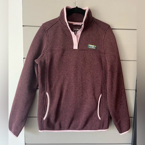 LL Bean Women's Raisin Brown Pullover Quarter‎ Snap Sweater Fleece Size XS EUC - Picture 1 of 7